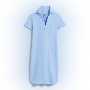 FRANK & EILEEN $178 Light Blue Lauren Polo Dress Saltwater Blue Pocket Collar Lg